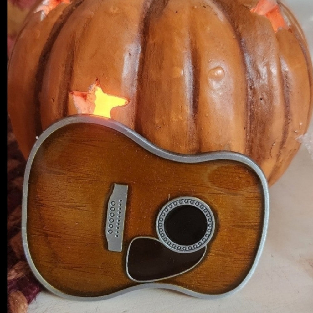 Guitar musician belt buckle approx. 3.75" inches fits 1.5 belt